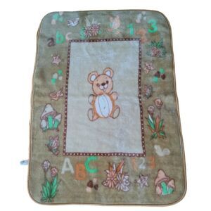 Vintage Royal Plush Mink Teddy Bear Mushrooms Flowers Butterflies Baby Blanket